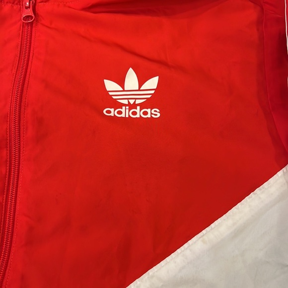 Adidas unisex size small windbreaker retro red white blue trademark 3 Stripe Y2K - Picture 6 of 16